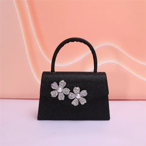 Women Glitter Evening Bag Rhinestone Pearl Decorated Clutch Purse Fashion Party Handbag With Single Handle