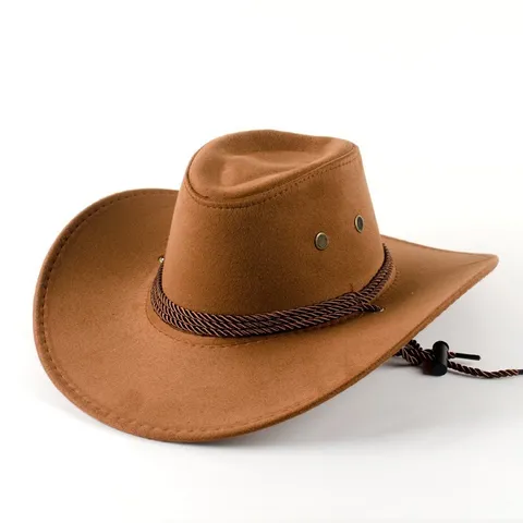 Western Cowboy Hat For Men Women Polyester Felt Wide Brim Jazz Fedora Hat Sun Protection Vintage Style Outdoor Travel Hat