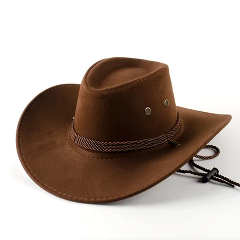 Western Cowboy Hat For Men Women Polyester Felt Wide Brim Jazz Fedora Hat Sun Protection Vintage Style Outdoor Travel Hat