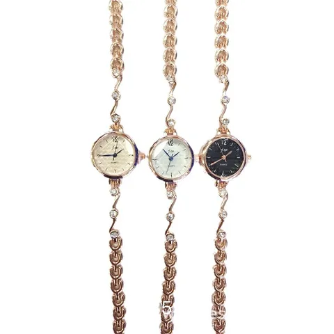 Women Fashion Quartz Watch Delicate Alloy Bracelet Watch Round Elegant Rhinestone Chain Dress Watch Wristwatch Gift For Ladies