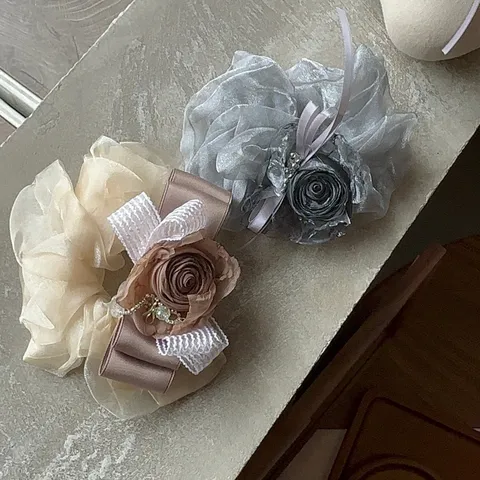 Koreanischer Stil Gradient Organza Blume Haargummi 3D Rose Schleife Haargummi Für Damen Süße Fee Haarschmuck
