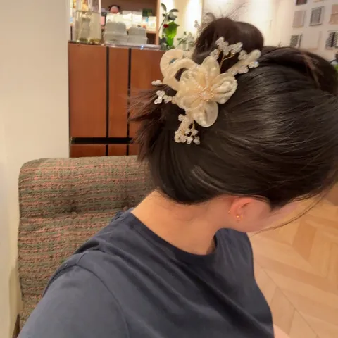 Große Haarklammer Im Koreanischen Stil Elegante Strass Künstliche Perle Organza Mesh Haargreifer Für Damen Accessoires