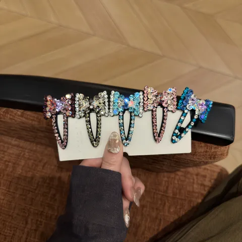 Horquilla de Lazo con Strass Brillante Elegante Pinza Lateral BB de Aleación Accesorio de Lujo para Peinado de Cabello para Mujeres Niñas Diario