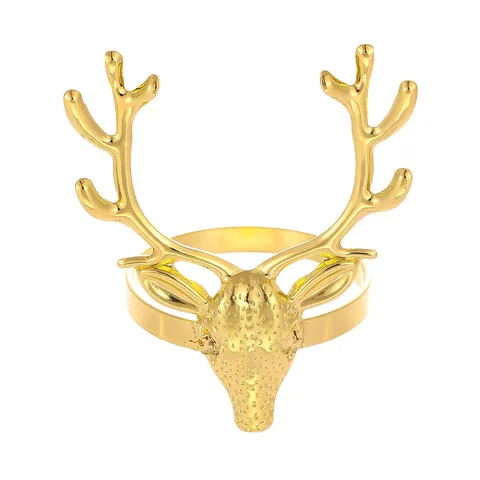 Portatovaglioli di Natale Oro Argento Metallo Fiocco di Neve Testa di Cervo Supporti per Tovaglioli per Decorazione Tavola Pranzo Festa Banchetto