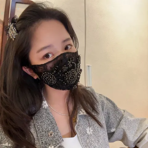 Fashion Mesh Lace Face Veil With Luxurious Rhinestone Embroidered Half Face Decorative Veil For Party Costume Women Accessories
