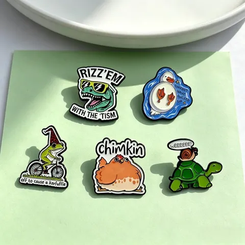 Cartoon Animal Alloy Brooch Creative Dinosaur Duck Frog Chicken Turtle Enamel Pin Badge Fashion Lapel Jewelry Gift