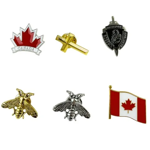 Broche en Émail en Alliage de Zinc Canada Feuille d'Érable Croix Scorpion Bouclier Abeille Drapeau Badge Créatif Bijoux de Mode Unisexe