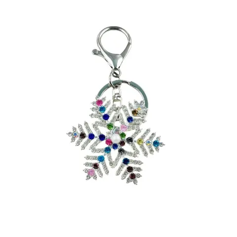 Portachiavi Fiocco di Neve Strass Colorato Lega di Zinco Perla Artificiale Grazioso Ciondolo Borsa