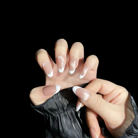 Handmade Minimalist French Press On Nails Nude Pink Cat Eye Resin False Nails With Tool Kit For Women Daily Wear