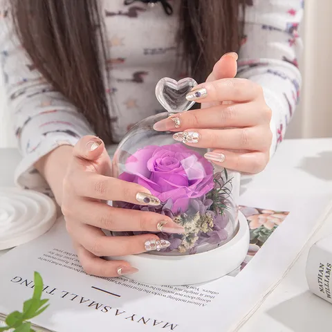 Uñas postizas largas hechas a mano estilo francés floral pedrería ojo de gato uñas postizas acrílicas para mujeres nail art