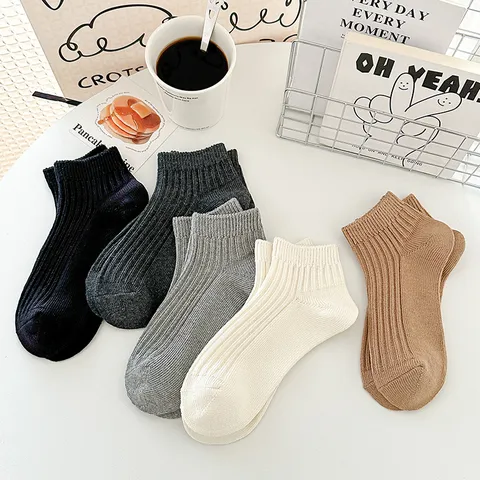 Unisex Solid Color Low Cut Boat Socks Breathable Cotton Casual Short Socks For Summer Daily Wear Couple Socks