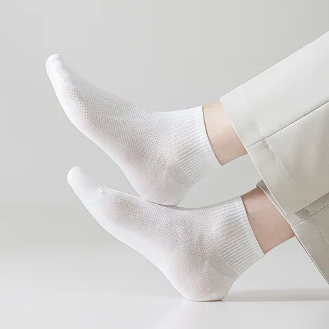 Men's Summer Thin Mesh Breathable No Show Socks Solid Color Viscose Silk Blend Casual Low Cut Ankle Socks