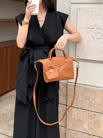 Women Genuine Leather Shoulder Bag Large Capacity Tote Bag Top-Layer Cowhide Casual Handbag Commuter Chic Purse