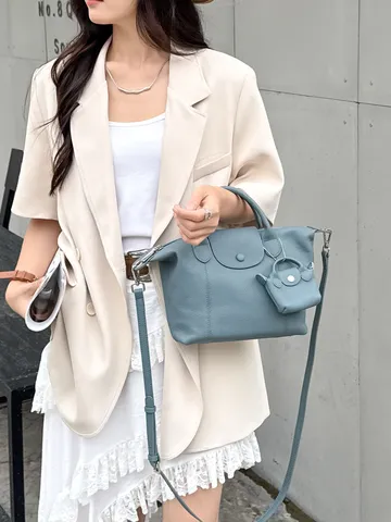 Women Genuine Leather Shoulder Bag Large Capacity Tote Bag Top-Layer Cowhide Casual Handbag Commuter Chic Purse