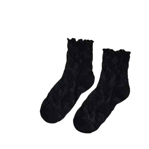 Women Lolita Cute Frilly Lace Bowknot Mid Tube Socks Sweet Japanese Style Cotton Casual Student Stacking Socks