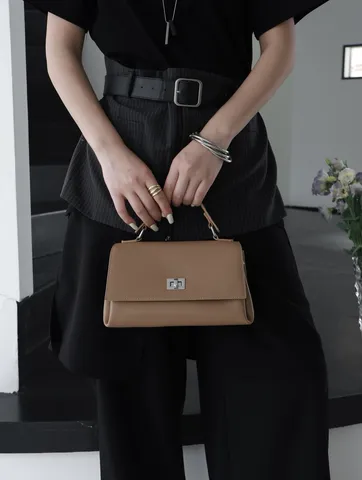 Genuine Leather Small Square Bag For Women Spring Summer New Metal Chain Chic Black Crossbody Shoulder Handbag
