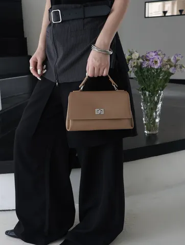 Genuine Leather Small Square Bag For Women Spring Summer New Metal Chain Chic Black Crossbody Shoulder Handbag
