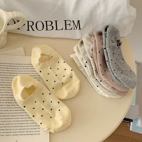Women's Shallow Mouth Boat Socks Polka Dot Japanese Style Simple Breathable Invisible Short Socks Casual Everyday Footwear