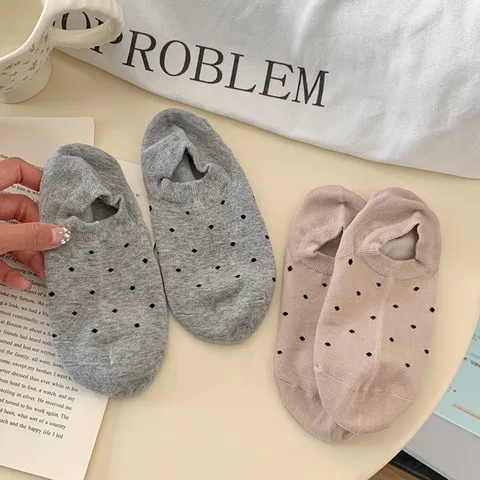 Women's Shallow Mouth Boat Socks Polka Dot Japanese Style Simple Breathable Invisible Short Socks Casual Everyday Footwear
