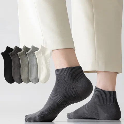 Mens Casual Cotton Blend Short Boat Socks Summer Breathable Solid Color Moisture Wicking Daily Comfort Ankle Socks
