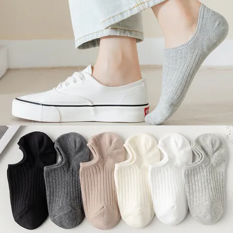 Γυναικείες Αόρατες Κάλτες Ποδιών Καθαρό Βαμβάκι Άνοιξη Καλοκαίρι Λεπτό Χαμηλό Κομμένο Αντιολισθητικό Casual Μονόχρωμο Κοντές Κάλτσες