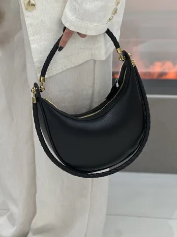 Genuine Leather Crescent Bag For Women Fashion Commuter Handbag Elegant Underarm Shoulder Bag Casual Tote