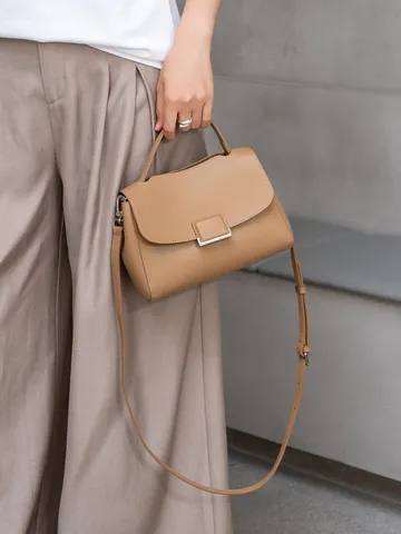 Genuine Leather Women Handbag Cowhide Elegant Simple All-Match Shoulder Crossbody Bag Daily Commuter Purse