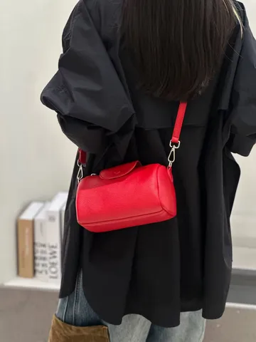 Echtes Rindsleder Zylindrische Umhängetasche Für Damen Mode Vielseitige Einzelne Schulter Kleine Tasche Lässige Handtasche
