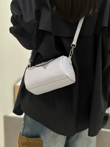 Echtes Rindsleder Zylindrische Umhängetasche Für Damen Mode Vielseitige Einzelne Schulter Kleine Tasche Lässige Handtasche
