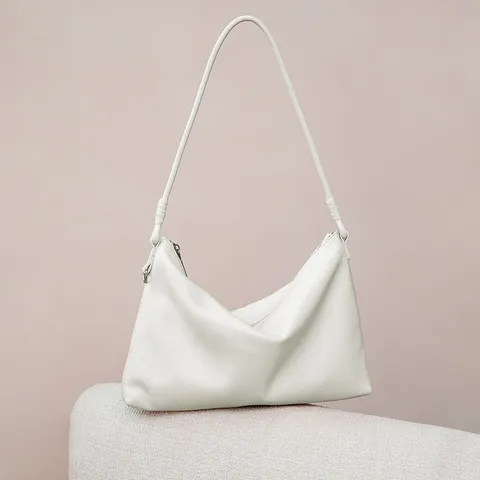 Top Layer Cowhide Leather Women Shoulder Bag Niche Design Commuter Handbag Simple Soft Leather Pillow Bag Daily Purse