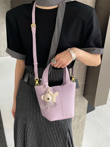 Women Genuine Leather Bucket Bag Urban Minimalist Top Handle Shoulder Crossbody Bag Fashion Casual Daily Handbag