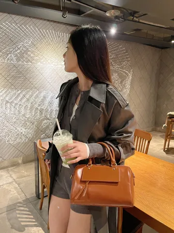 Women Genuine Leather Boston Bag Vintage Top Handle Crossbody Bag Casual Large Capacity Shoulder Handbag Satchel