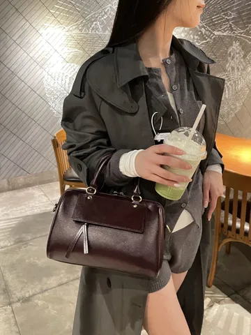 Women Genuine Leather Boston Bag Vintage Top Handle Crossbody Bag Casual Large Capacity Shoulder Handbag Satchel