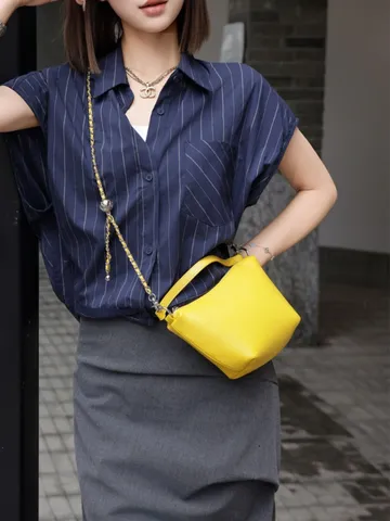 Minimalist Top Layer Cowhide Leather Shoulder Bag Women Fashion Casual Mini Crossbody Bag Daily Small Handbag