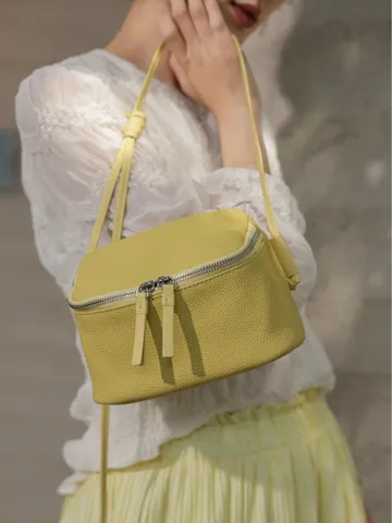 Genuine Leather Crossbody Bag For Women Mini Lunch Box Bag Simple Top Layer Cowhide Shoulder Phone Bag Daily Commuting Travel Handbag