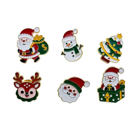 Weihnachten Thema Metall Emailliert Brosche Pin Süß Weihnachtsmann Schneemann Rentier Cartoon Abzeichen Festlich Schmuck Geschenk