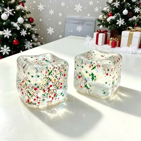 Christmas Limited Ice Cube Squishy Toy Slow Rebound Maltose Stress Relief Fidget Toy For Christmas Party