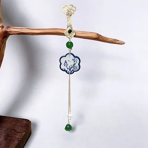 Nuevo Estilo Ciso Broche Retro de Cobre con Borla Flor de Ciruelo Abanico de Bambú Qipao Hanfu Vestido Pin Decorativo