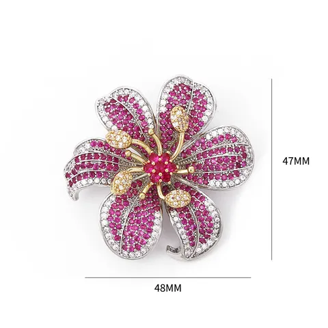 Luxus Mikroeingelegter Zirkon Lilie Blume Brosche Elegante Kupfer Strass Brosche Anzug Mantel Schmuck Geschenk Für Damen