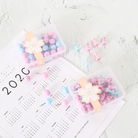 Creative Colorful Push Pins Thumbtacks For Cork Board Photo Wall Plastic Round Head Metal Point Office School Supplies