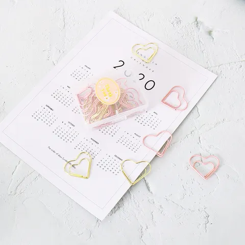 Creative Shape Metal Paper Clips Cute Colorful Plastic Boxed Heart Arrow Paperclips Office School Stationery Supplies