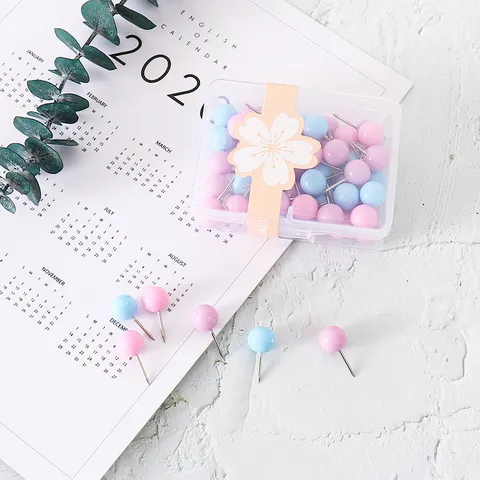 Creative Colorful Push Pins Thumbtacks For Cork Board Photo Wall Plastic Round Head Metal Point Office School Supplies
