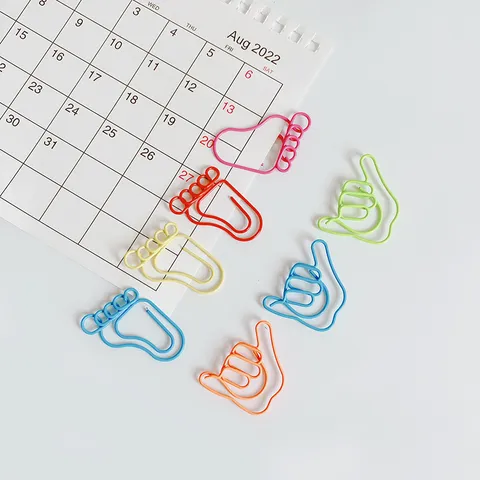 Creative Colored Metal Paper Clips Shaped Hand Gesture And Foot Cute Funny Office School Stationery Bookmark