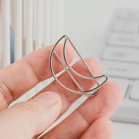 Creative Moon Shape Metal Paper Clips Cute Bookmark Stationery Office Supplies Assorted Color Paperclip Set
