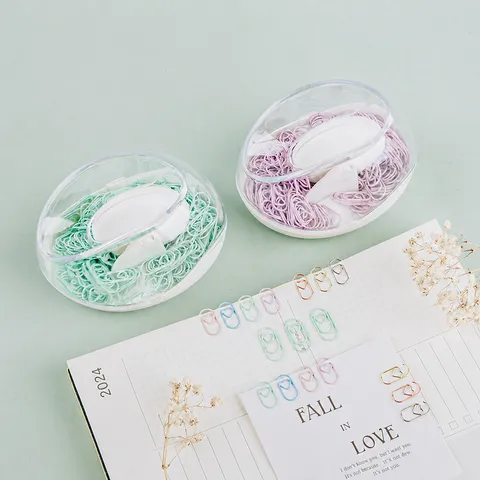 Creative Magnetic Paper Clip Holder Cute Heart Shaped Colored Metal Coated Office Stationery Desktop Organizer Box