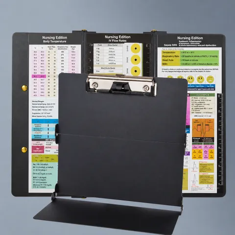 Aluminum Alloy Folding Nursing Clipboard For A4 Documents Metal Clip Reference Chart