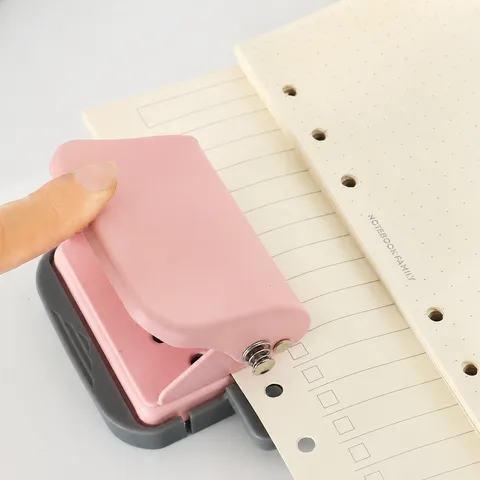 Loose Leaf Paper Puncher Portable Handheld Binder Punch Tool Macaron Color Office School Stationery Supplies