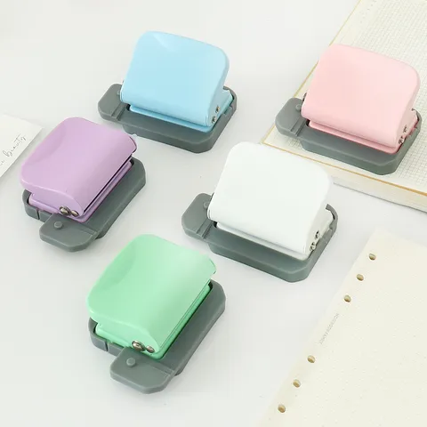 Loose Leaf Paper Puncher Portable Handheld Binder Punch Tool Macaron Color Office School Stationery Supplies