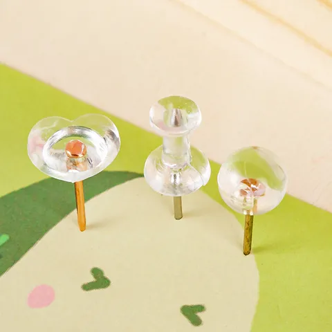 Transparent Push Pins Plastic Thumb Tacks With Metal Pins Assorted Shapes For Cork Board Photo Wall Office Stationery