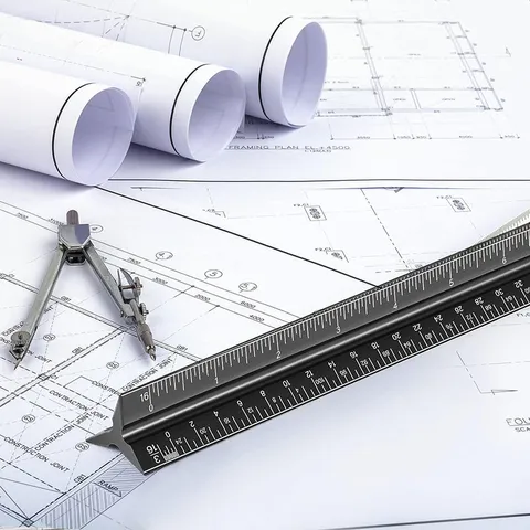 Professional Aluminum Alloy Triangular Scale Ruler Precision Architect Scale For Engineering Drawing Office Supplies